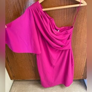 Belle Badgley Mischka Josie Pink One Shoulder Dress